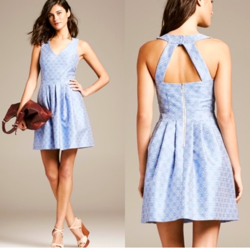 Banana Republic Jacquar Floral Fit and Flare Dress size 6,8